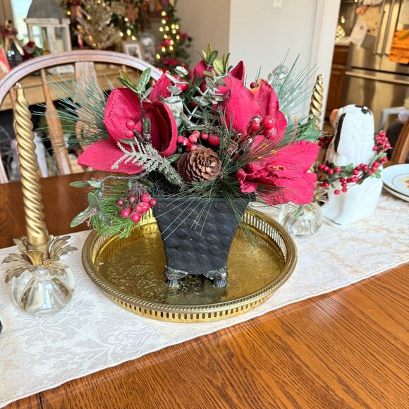 Vintage Brass Etched Reticulated Tray - Picture 8 of 16